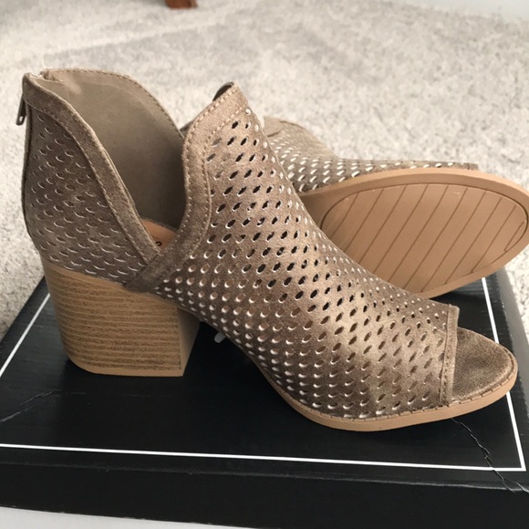 taupe perforated booties